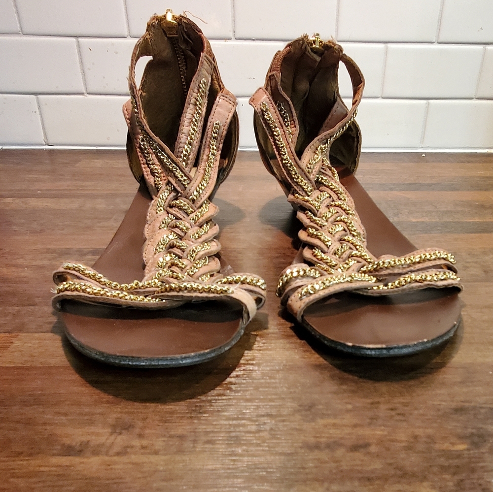 Steve Madden Strappy Blush Sandal with gold accents